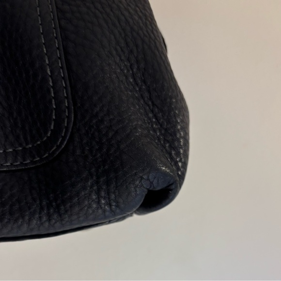 Coach Penelope Black Handbag Shoulder Bag Ruffle Pebbled Leather - Picture 5 of 13